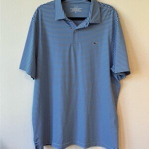 Vineyard Vines Men's Blue Striped Polo Shirt